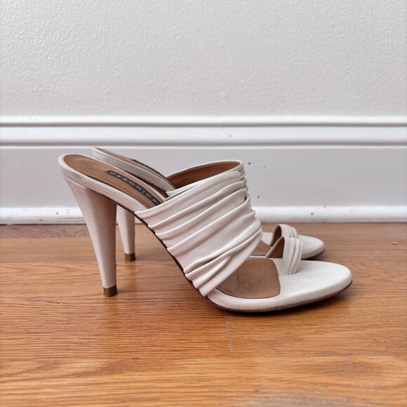 Veronica Beard Orla Napa Leather Sandals in Eggshell - Picture 2 of 10